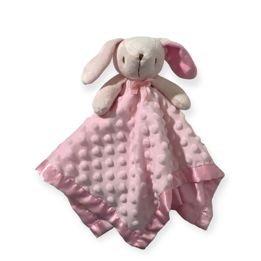 Blankets & Beyond Minky Dot Bunny Rabbit Security Blanket Pink White Lovey